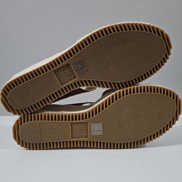 Eileen Fisher Weslia Espadrille Wedge Sandal Womens 9.5 Burnt Orange Leather - Picture 13 of 15